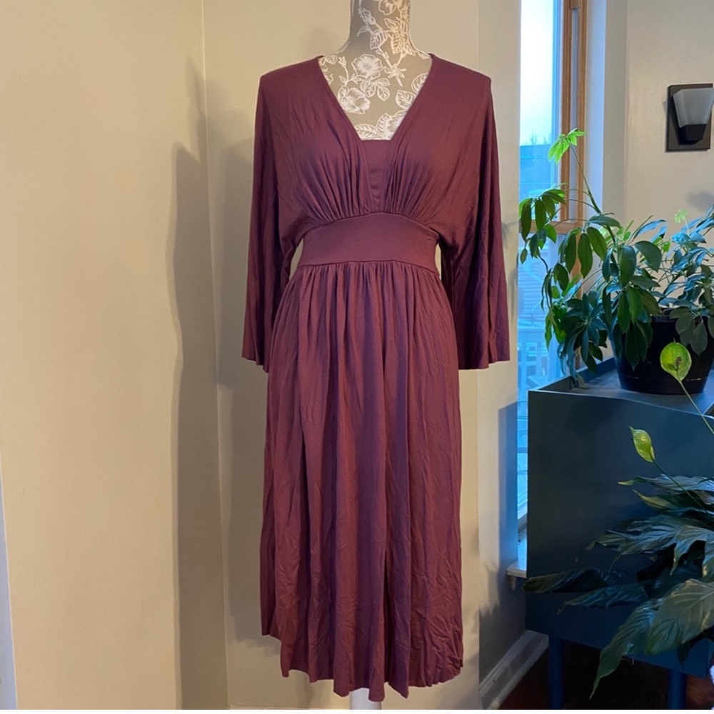 Rachel Pally Burgundy Caftan Knit Midi Dress